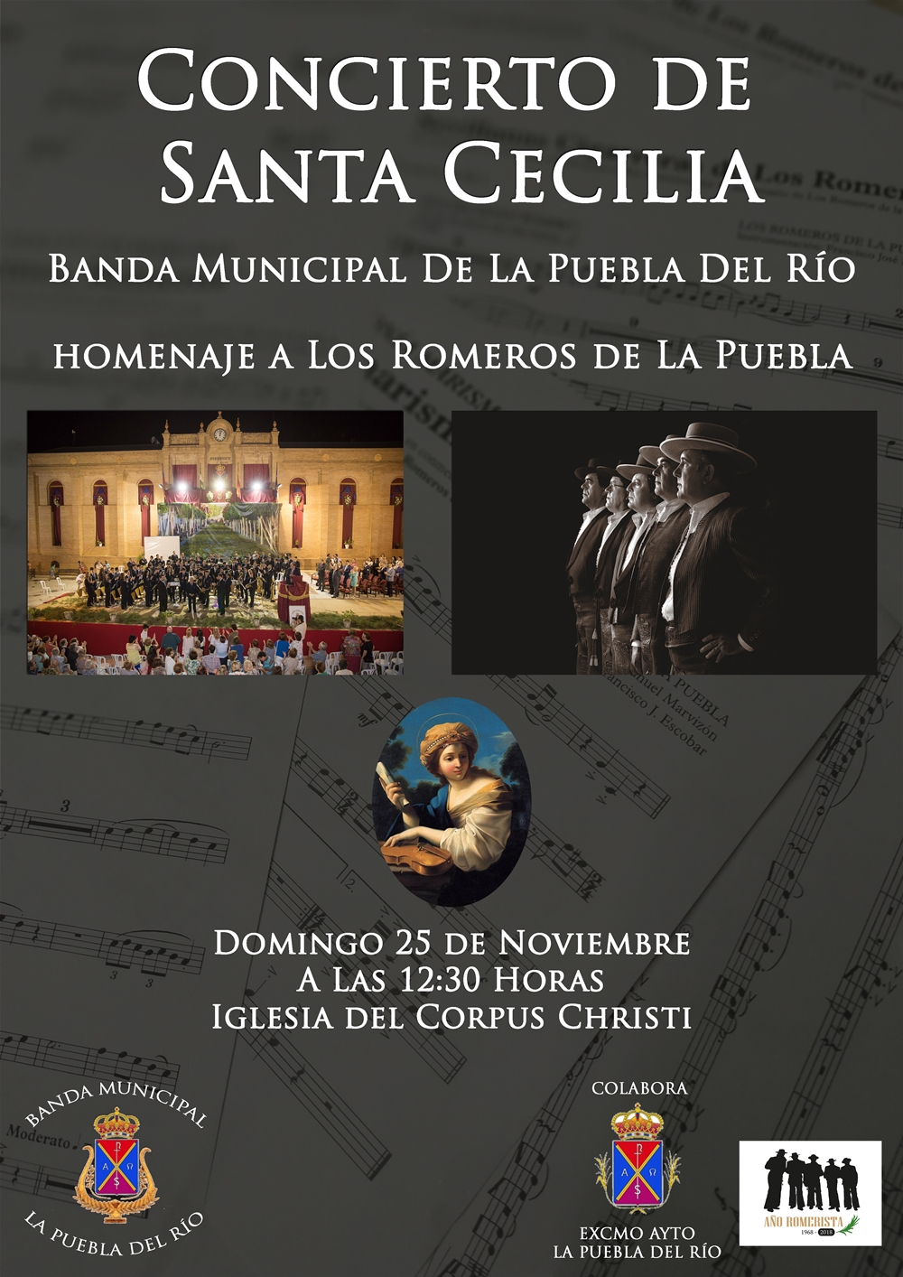 La Banda Municipal de La Puebla del Río homenajeará a Los Romeros de La Puebla  en su Concierto de Santa Cecilia