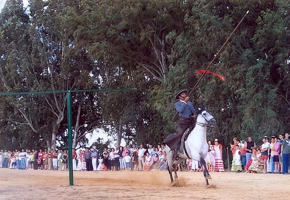 carrera cintas con garrocha en Feria